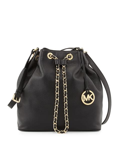 michael kors frankie large drawstring shoulder bag black|Michael Kors Frankie Large Leather Drawstring Shoulder Bag w .